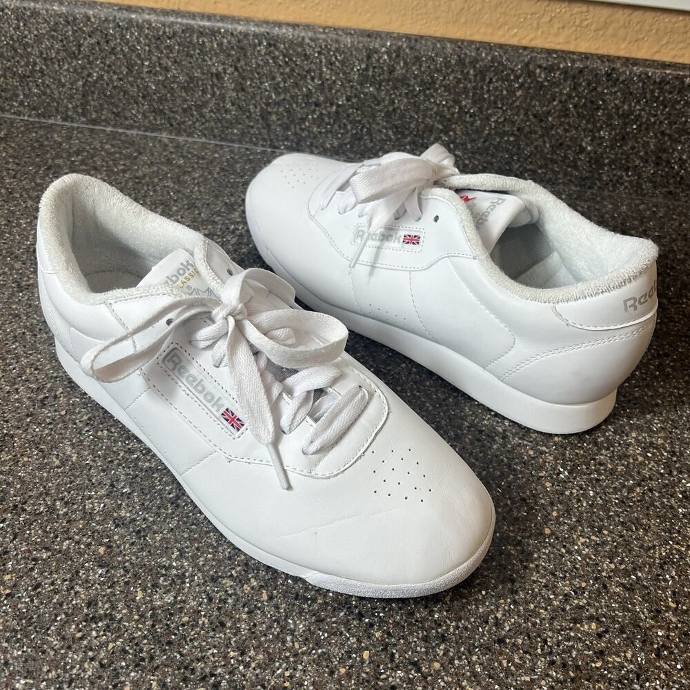 Reebok Classics Lace Up Sneaker Princess White Leather Women's Size 10 W Low Top